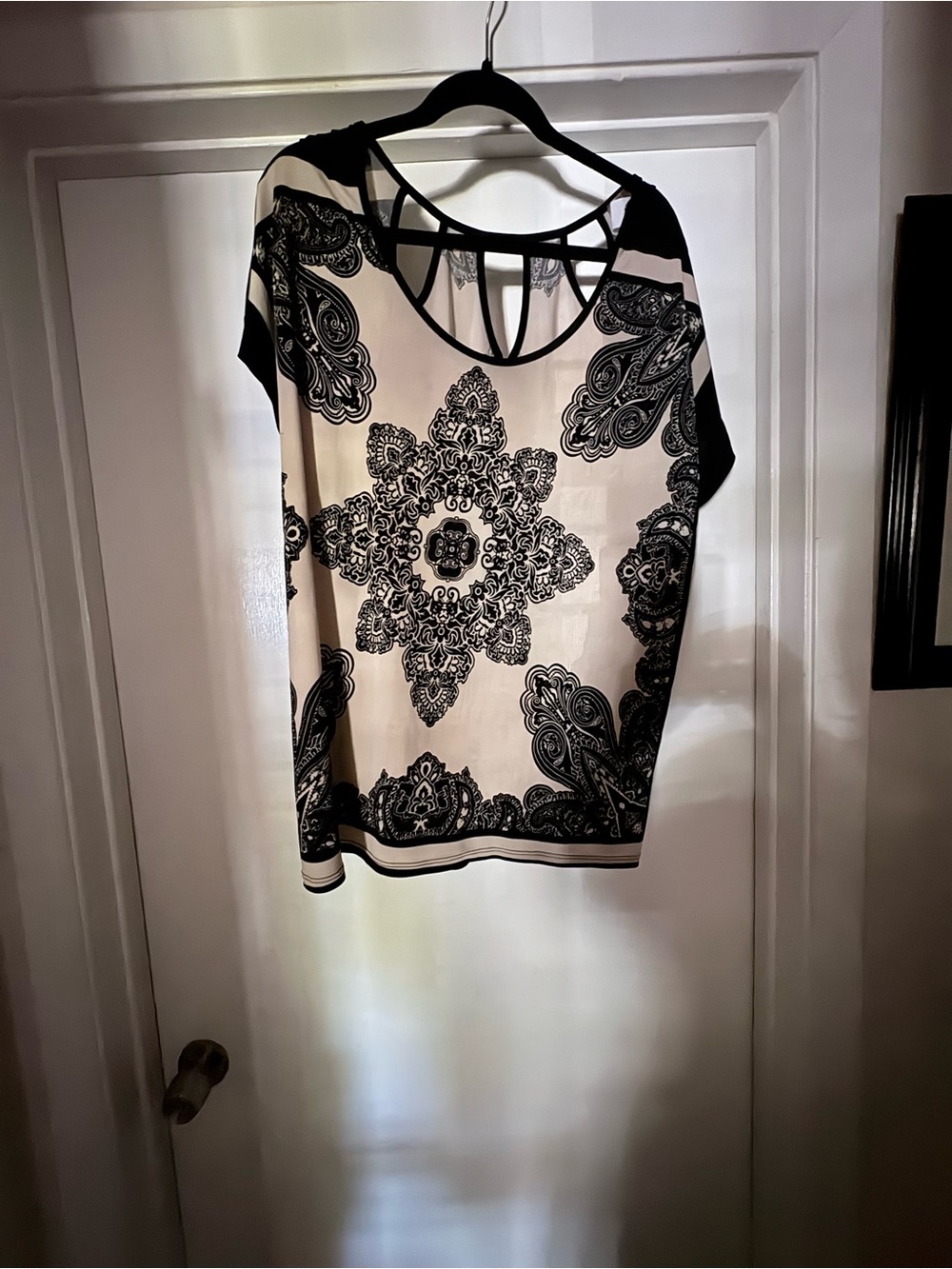 Lavish Black and White Medallion Tunic with Strappy Back